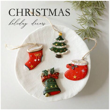 Ensemble de 4 décorations de Noël en résine pour sapin et décorations de fêtes (Style B) (1/5)