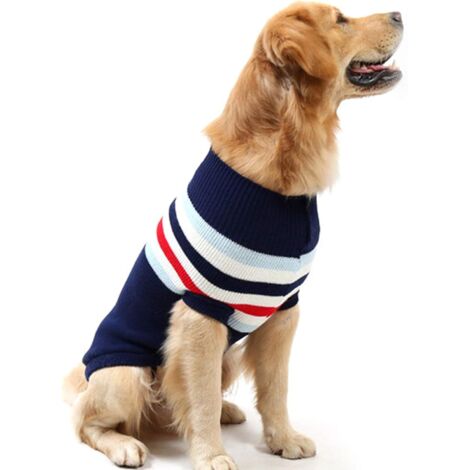 Pull à col roulé pour Chien à Rayures Classiques pour Chien et Animal de Compagnie pour l'automne Hiver (XL, Rayures Bleues) (1/5)