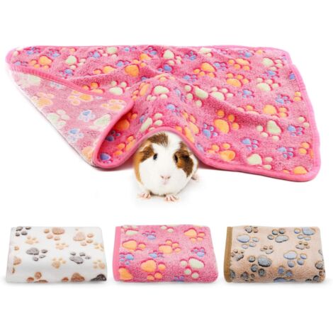 Couverture de Cochon d'Inde, 3 Pièces Couvertures en Peluche pour Petit Animal Lavable Doux Tapis de Hamster Chaud Cochon d'Inde Lapin Chinchilla Hérisson (60x40cm) (1/5)