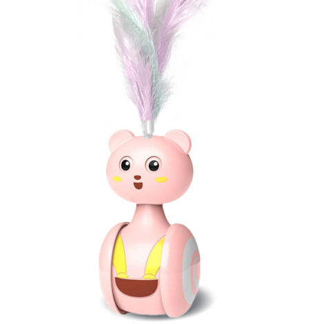 Chat Automatique Interactif Jouets Pet Bumbler Drôle Jouet Interactif Chats Jouets Chat Roulant Teaser Plume Baguette Jouets Rotation Balle Pink1