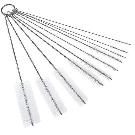 Brosse à tube en nylon, brosse de nettoyage, brosse de nettoyage de tube de bouteille en verre clavier de bouilloire de biberon, brosse de nettoyage de tuyau (blanc) (1/3)