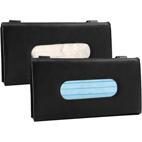 2 Pcs Porte Mouchoirs de Voiture Boîte de Mouchoirs pour Pare Soleil de Voiture Boîte à Mouchoir en Cuir Voiture Porte Masque de Visière Étui de Rangement en Papier de Soie pour Visière de Voiture (1/5)