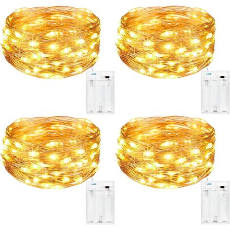 Guirlande Lumineuse [Lot de 4], Mini Guirlande LED a Pile 2m 20 LEDs Intérieur et Extérieur Décoration Lumière pour Chambre Noël Mariage Soirée Maison Jardin (Blanc Chaud) (1/5)