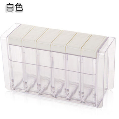 Pot à épices transparent ensemble bouteille d'assaisonnement sel et poivre couvercle coloré cuisine Condiment Cruet conteneur de stockage support à épices mise à niveau blanc (1/5)