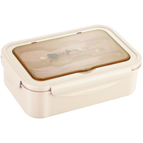 Lunch Box, Bento Box Boite Bento avec Fourchette1300ml Sécurité Anti-Fuite Écologique Hermétique Boîte à Repas pour Le Pique-Nique, l'école, Le Travail(abricot) (1/4)