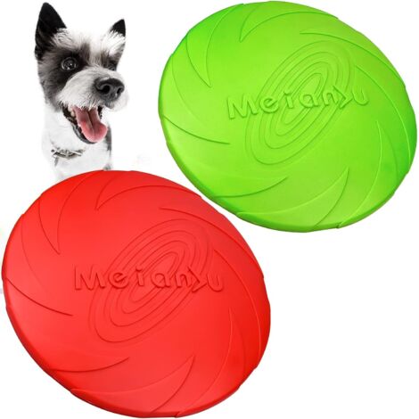 2Pcs Disque Chien Frisbees Jouet pour Chien Soucoupes Flottantes Joue pour Chien à Disque Volant en Caoutchouc pour Chiots Petits Moyens et Grands Chiens 22 cm (Vert + Rouge) (1/5)
