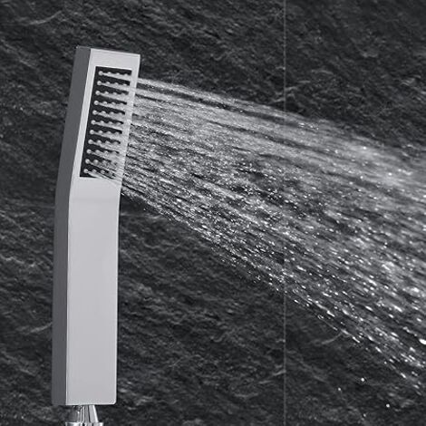Douche à main moderne cascade haute pression pommeau de douche de salle de bain buses anti-calcaire à économie d'eau, rectangulaire, pommeau de douche en laiton, chromé (1/5)
