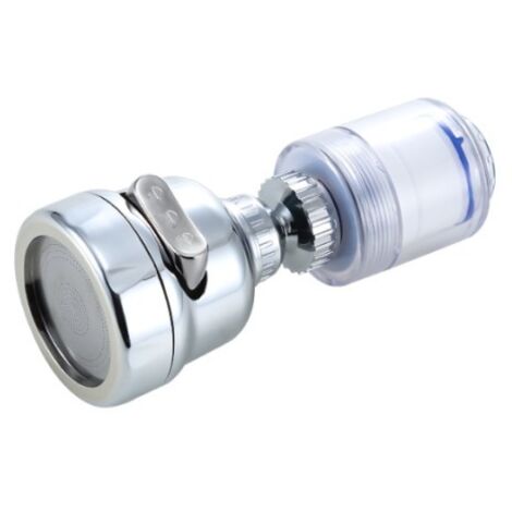 Robinet de cuisine Extender Booster Pommeau de douche Diffuseur Anti-éclaboussures Purificateur d'eau Filtre Buse Évier Économiseur d'eau Robinet 360 ° Rotation argent (1/4)