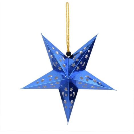 45 cm Papier Étoile Suspendus Abat-Jour Décoration LED Lumières De Noël Fête De Mariage Arcade Bar Décorations 3 Pièces Bleu (1/5)