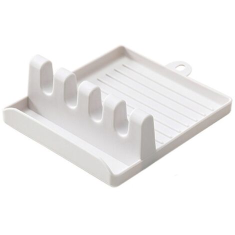 Cuillère en plastique reste organisateur de cuisine pour fourchette spatule support cuillère support support vaisselle support de rangement pour cuillère pot couvercle support blanc(Blanc)