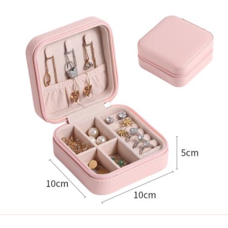 Boîte à Bijoux de Voyage, Rangement à Bijoux Transportable, Organisateur pour Colliers, Bagues, Boucles d’Oreilles, Idee Cadeau（rose） (1/4)