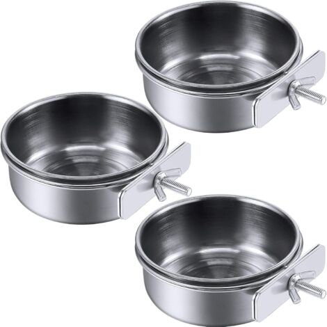 3 Gobelet à Nourriture d'oiseaux Tasse d'alimentation de Perroquet en Acier Inoxydable Bol à Nourriture Eau Porte-Gobelet de Cage d’Oiseaux avec Support de Serrage Mangeoire à Eau d’Oiseaux (S) (1/5)