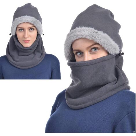 Winter Fleece Hood Thermal Ski Mask Cold Weather Face Cover Hats Unisex(gris) (1/4)