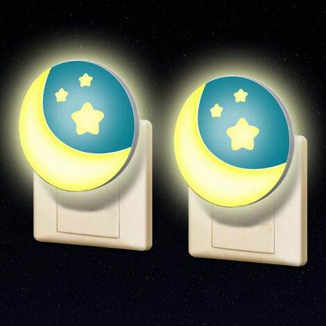 Veilleuse Enfant Prise Électrique [Lot de 2] avec Capteur Crépusculaire Petite LED , Lampe de Nuit Mural, Éclairage Couloir Escalier Toilette, (1/5)