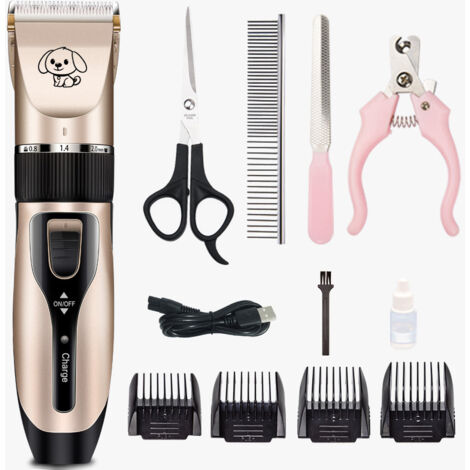 Tondeuse pour Chien Professionnelle Tondeuse Chien Poil Long Epais Electrique Sans Fil Kit Toilettage Chien Rasoir pour Chiens Chat Animaux de Compagnie Dog Clippers Trimmer Pet Grooming Kit