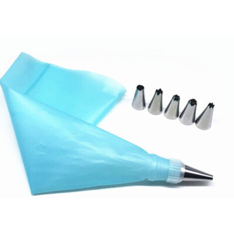 Sac à pâtisserie en Silicone + 6 buses en acier inoxydable, accessoires de cuisine, glaçage, crème, kit de pointes de décoration de gâteaux à faire soi-même, 8 pièces/ensemble (1/5)