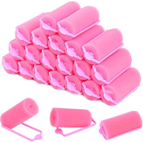 30 pièces en mousse bigoudis éponge bigoudis roses bigoudis éponge douce outils de coiffure ne coiffure pas mal pour les femmes et diy enfants (25 mm)