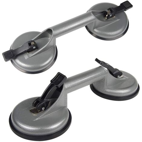 2 Pcs Ventouses 100KG Ventouses sous Vide avec Ventouses Doubles Gris pour Carrelage, Verre, Bois (1/3)
