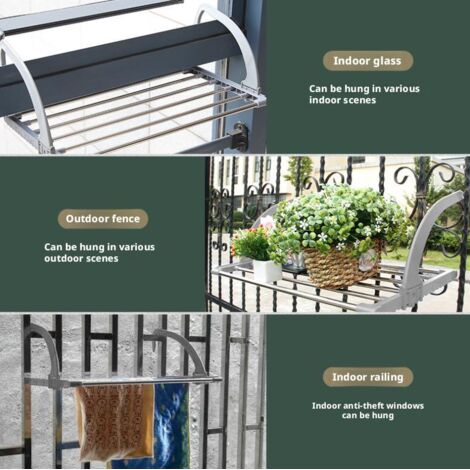Hwtcjx Lot De 2 Supports De Jardinières Pour Balcon Et Balustrade – Fixation Métal Réglable Noire Jusqu’à 40 Lb