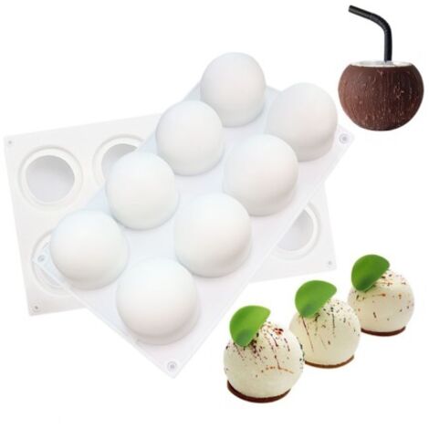 Moule à mousse à 8 boules égales, moule à gâteau rond en silicone ustensiles de cuisson moule à gâteau (1/4)