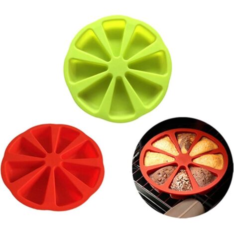 Lot de 2 moules à gâteau en silicone en forme de triangle 8 cavités (rouge et vert) (1/5)