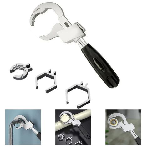 Clé de Salle de Bain Multifonctionnelle et Réglable, Grande Ouverture de 80 mm, Robinet d'Évier, Tuyau d'Égout Étroit, Outil de Réparation de Plomberie (1/5)