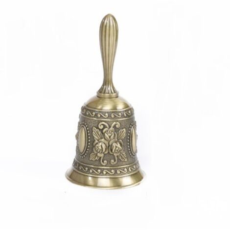 Cloche d'appel à la main en or et en argent, pour artisanat décoration de mariage, alarme, école, église, Bar, hôtel, polyvalent, Vintage（bronze） (1/5)