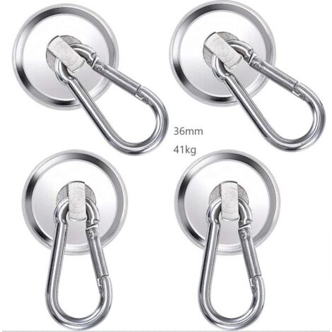 Crochets Magnétiques, 36mm Crochet Aimanté Néodyme, 4PCS Aimant Crochet Puissant, 41kg Aimants mousquetons Super Forts pour Cuisine Casiers de Bureau Aimant de Réfrigérateur (1/5)