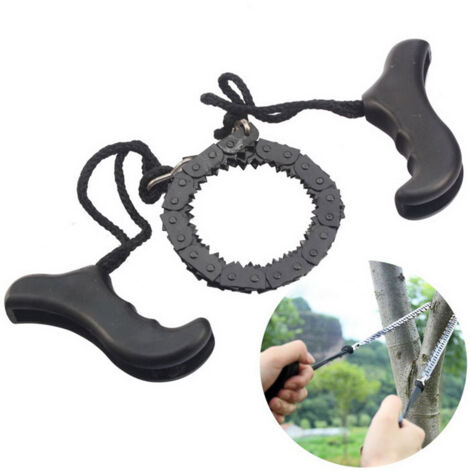 Scie à chaîne de survie Portable, tronçonneuse à main de poche, Camping d'urgence en plein air, outils de randonnée pour le jardinage, coupe du bois(noir) (1/5)