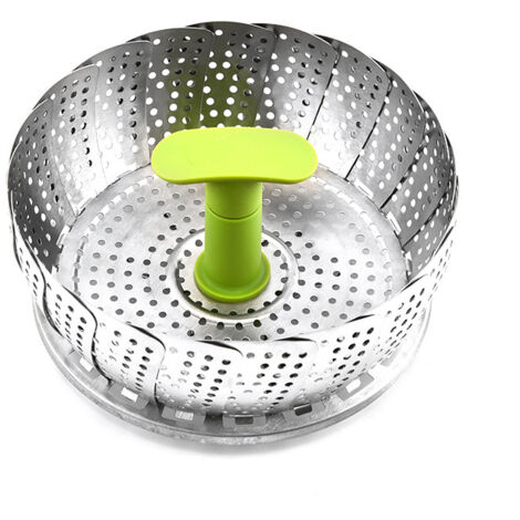 Panier à Vapeur de légumes - Insert de cuiseur à Vapeur Pliable en 430Acier Inoxydable, Tailles Ajustables pour s'adapter à Divers Pots (14 cm à 23.5cm) (1/4)