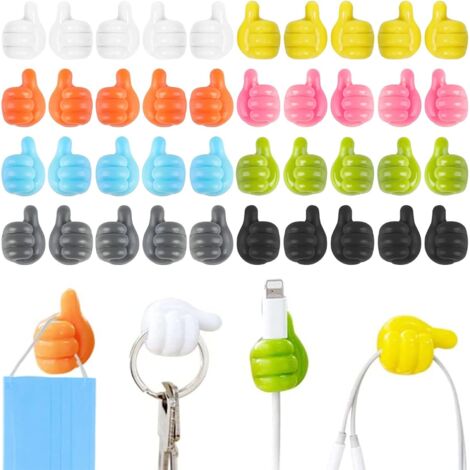 40 Pcs Crochet Adhesif Mural,Crochets Adhesifs Accroche Torchon Crochet Auto-adhesif Patere Murale Crochet de Pouce Multifonctionnel pour Cuisine Salle de Bain Bureau Câble (1/5)