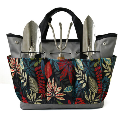 Sac à outils grande capacité sac de rangement pour outils de jardinage sac de rangement pour plantation de fleurs et de couleurs - fleur grise (1/5)
