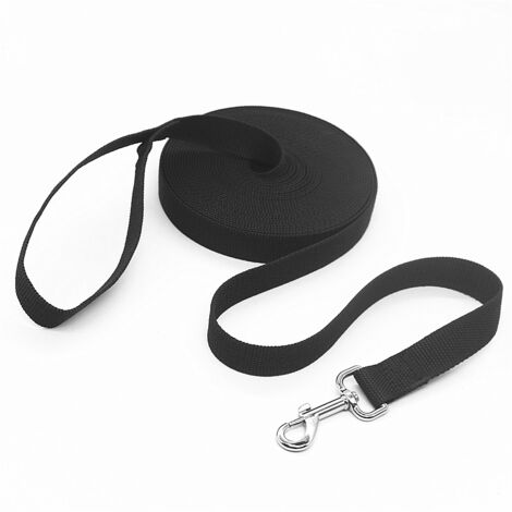 Longe pour Chien , Laisse de Dressage Longue pour Chiens, Idéal pour la randonnée, Le Camping, l'entraînement, la Plage -noir(Noir, 15 m x 2,5 cm (50 pi)) (1/5)
