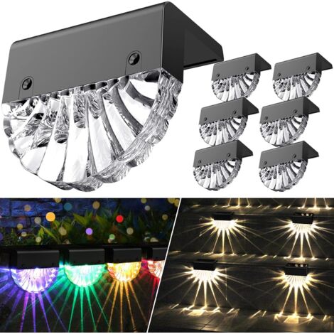Lampes solaires de jardin d'extérieur, lampes solaires étanches décoratives de jardin 6 lampes de jardin à LED pour terrasse, jardin, marches et escaliers, 2 modes d'éclairage LED blanc chaud/changem (1/5)