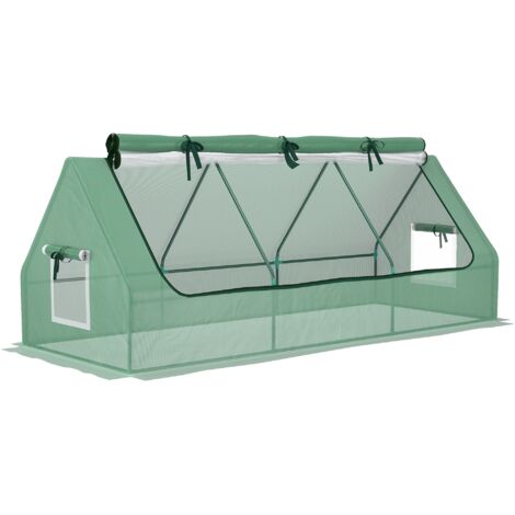 Mini-serre, résistant aux intempéries, fenêtre enroulable, 240 cm x 90 cm x 90 cm, vert (1/5)