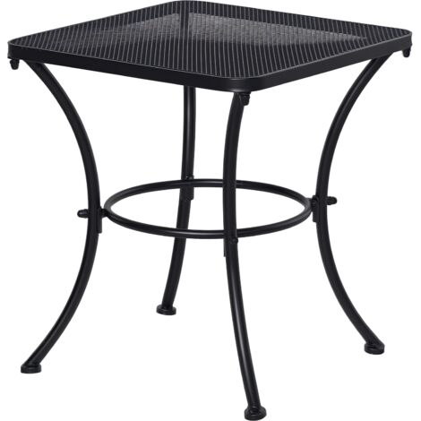 Table d'appoint Table de jardin 45 x 45 x 50 cm rectangulaire résistant aux intempéries style grillagé Table de balcon Métal Table de camping Table basse pour salon bureau Extérieur Intérieur Noir (1/5)