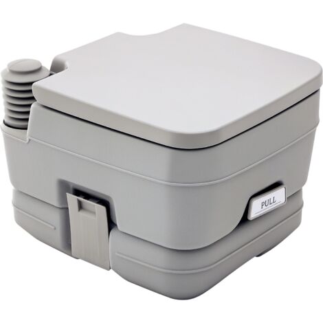 WC extérieur, toilettes portables, réservoir de déchets, réservoir de chasse, plastique, couvercle, gris (1/5)