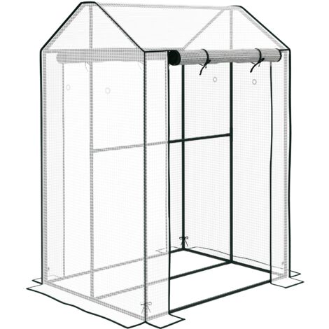 Serre Serre Châssis froid, résistant aux intempéries, porte enroulable, 100 cm x 80 cm x 150 cm, Blanc + Vert (1/5)