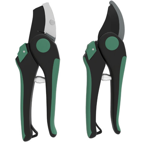 Ensemble d'outils de jardin 2 pièces Outil de jardin en métal Outils de jardinage avec sécateur Vert+Noir (1/5)