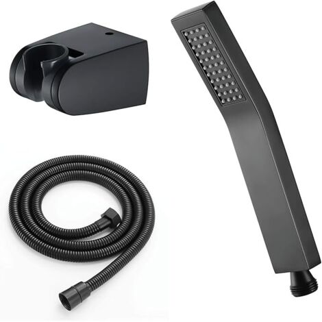 Douchette pommeau de douche noir avec tuyau et support set de douchette pommeau de douche mural en laiton douche pluie pommeau de douche économiseur d'eau avec buses anti-calcaire (1/5)