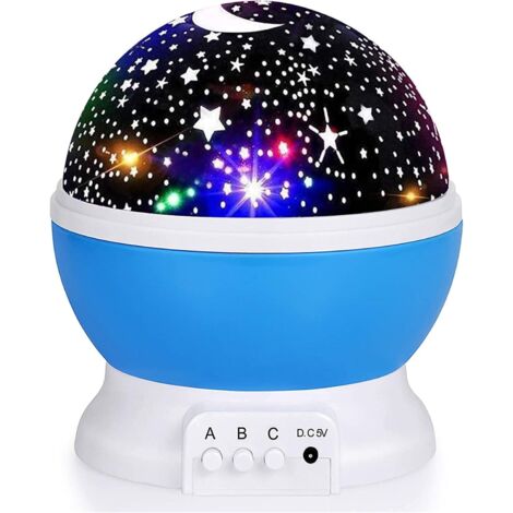 Lumière de nuit d'étoile d'enfant, projecteur d'étoile rotatif de 360 degrés, meilleur pour la chambre à coucher de bébé d'enfant et la décoration de partie 1pc (ciel étoilé bleu rotatif) (1/5)