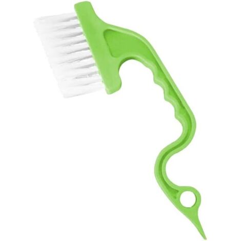 Brosse de nettoyage de dégagement de rainure, brosse de nettoyage de cuisine, brosse de rainure multifonctionnelle pour outil de balayage de porte coulissante de fenêtre (vert évidé) (1/5)