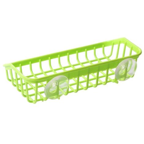 Égouttoir de cuisine à double ventouse Égouttoir de cuisine multifonctionnel Support de rangement pour éponge à vaisselle 1pcs (vert) (1/4)