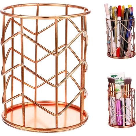 Porte - stylo or rose, porte - stylo rond en métal, porte - stylo Maillé, porte - stylo en métal or rose, porte - stylo, conteneur de rangement de papeterie organisateur de bureau ou de maison (or ros (1/5)