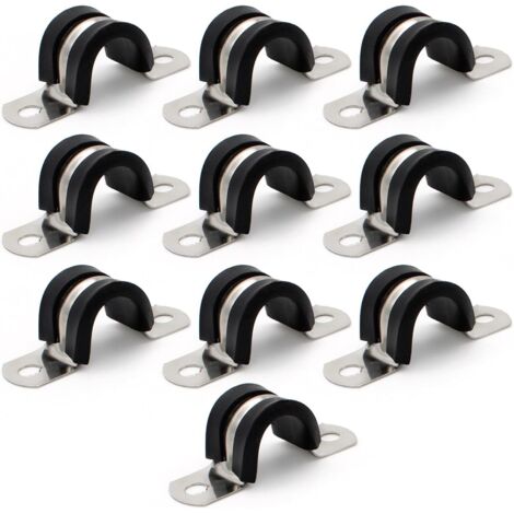 Clip de tuyau en caoutchouc, clip de tuyau noir en forme de U structure stable, clip de tuyau en caoutchouc en acier inoxydable peut être utilisé pour fixer les câbles, les fils et les tuyaux 10pcs ( (1/5)