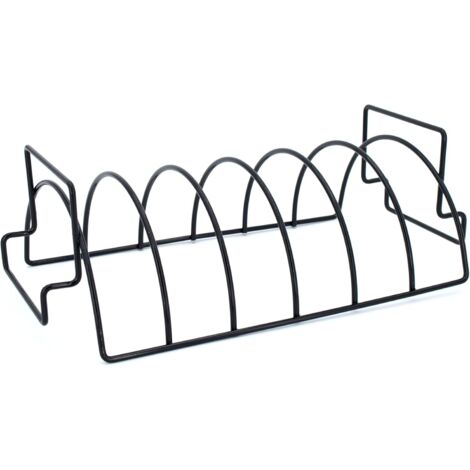 Grille nervurée pour barbecue, steak, viande et légumes grill en acier noir (1/4)
