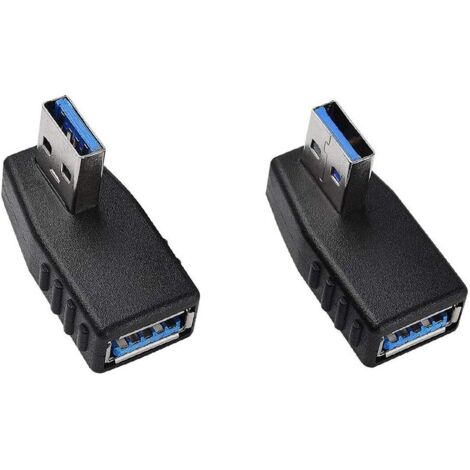 Adaptateur USB 3.0 90 ° angle droit et gauche prise d'angle USB pour câble USB, USB accessoires d'ordinateur noir 2pcs (virage à gauche, virage à droite) (1/5)