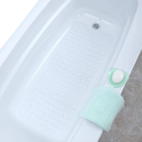 Tapis de bain et de douche extra long 99x40 cm, sol mouillé antidérapant, pour salle de bain pour personnes âgées et enfants, plus long qu'un tapis de bain standard, 200 ventouses, trou de vidange, la (1/5)