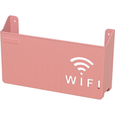 1PC mural sans fil wifi routeur étagère boîte de rangement ABS plastique boîte de rangement câble support d'alimentation organisateur boîte décoration de la maison (rose) (1/5)