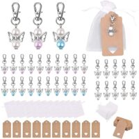 Cadeaux Invites Mariage 30 Pièces Pendentifs Ange Gardien Présent Porte-clés Ange Cadeau Invites Mariage Baptême Cadeau Communion Fille Cadeau Mariage avec Sac Organza Papier Kraft Dur
